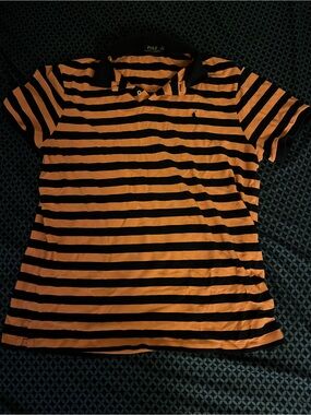 Polo by Ralph Lauren Navy and Orange Striped Polo
